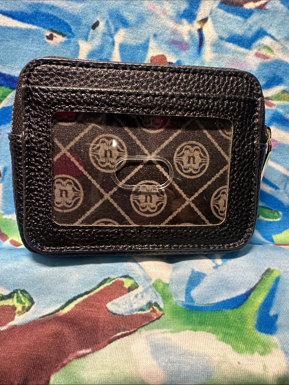Nanette Lepore Black Pebbled Leather Zip Card Case with Gold Logo NWT - Picture 3 of 5